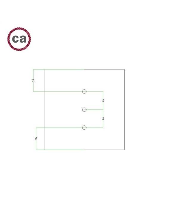 Quadratisches 3 Inline-Löcher und 4 Seitenlöchern Lampenbaldachin Kit, Rose-One-Abdeckung, 200 mm