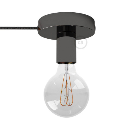 Spostaluce, die Metall-Lichtquelle mit Textilkabel und seitlichen Löchern - Schwarz perle