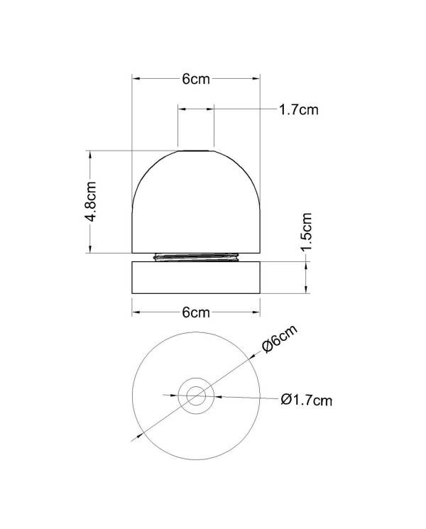 Kit E27 Gewinde-Fassung x Lampenschirm mit abgerundeter Holzabdeckung, versteckter Zugentlastung und Klemmringabdeckung aus Holz