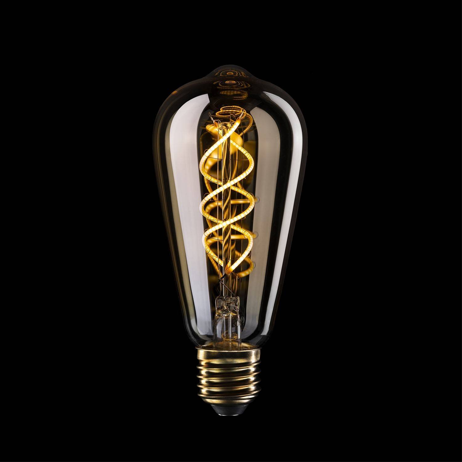 Goldfarbene LED-Glühbirne B01 Linie 5V Spiralfilament Edison ST64 1,3W 80Lm E27 2500K Dimmbar