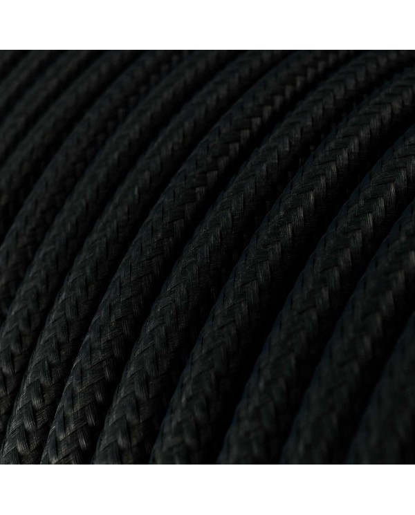 Textilkabel, kohlenschwarz glänzend - Das Original von Creative-Cables - RM04 rund 2x0,75mm / 3x0,75mm