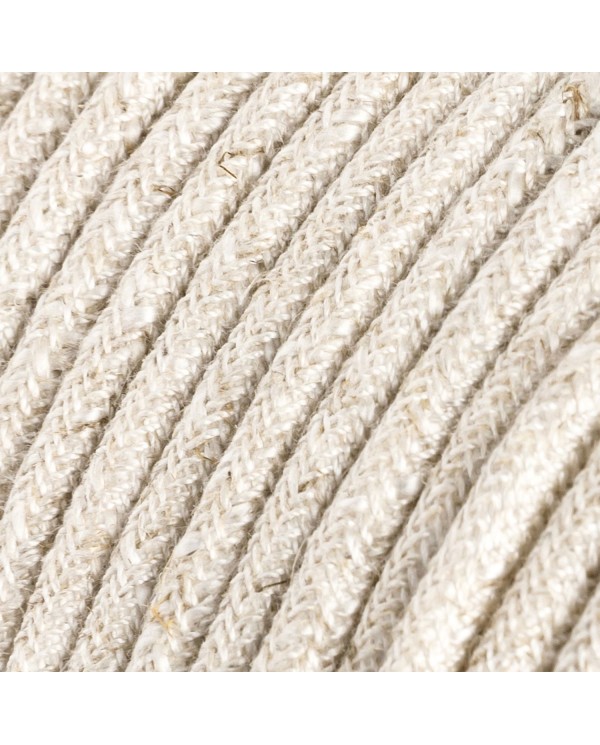 Textilkabel, weiß meliert, aus Leinen - Das Original von Creative-Cables - RN01 rund 2x0,75mm / 3x0,75mm