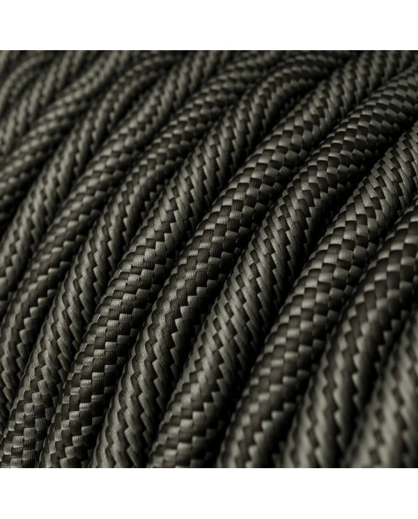 Textilkabel, Optical schwarz-grau glänzend Vertigo - Das Original von Creative-Cables - ERM67 rund 2x0.75mm / 3x0.75mm