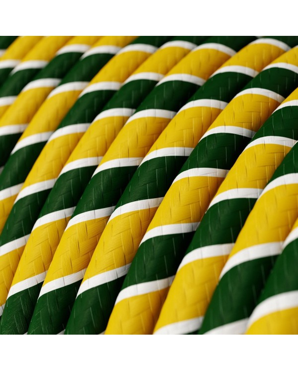 Textilkabel, Regimentsgrün-gelb glänzend Vertigo - Das Original von Creative-Cables - ERM69 rund 2x0,75mm / 3x0,75mm