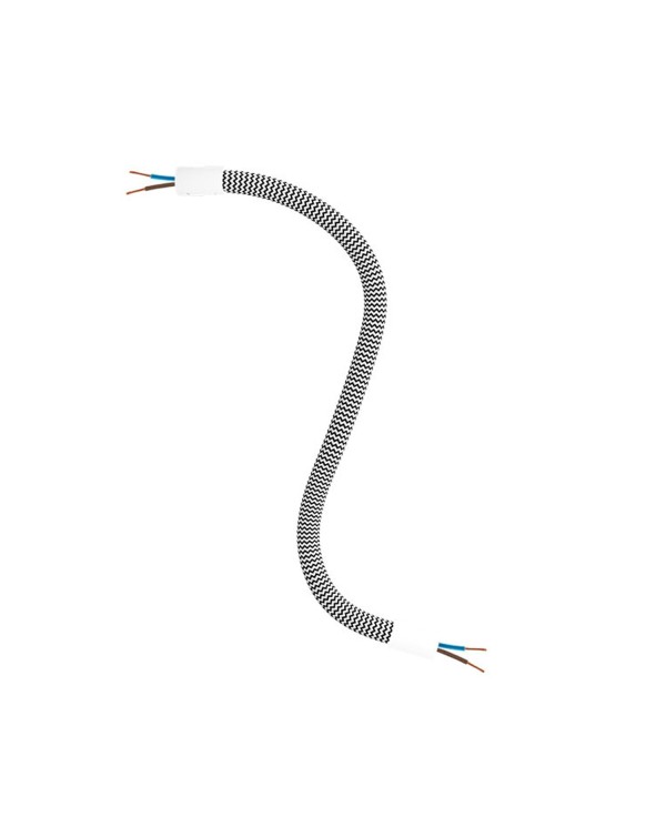 Kit Creative Flex flexibles gewebeummanteltes Kabelrohr, RZ04 schwarz-weiß mit Metallenden