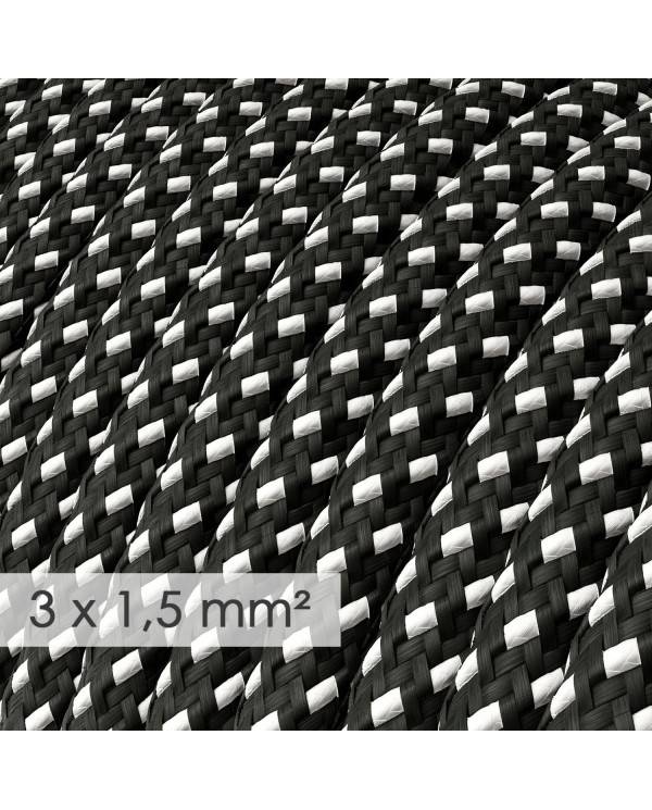 Textilkabel rund mit breitem Querschnitt 3x1,50 - Seideneffekt 3D Sternmuster-Hervorhebung RT41