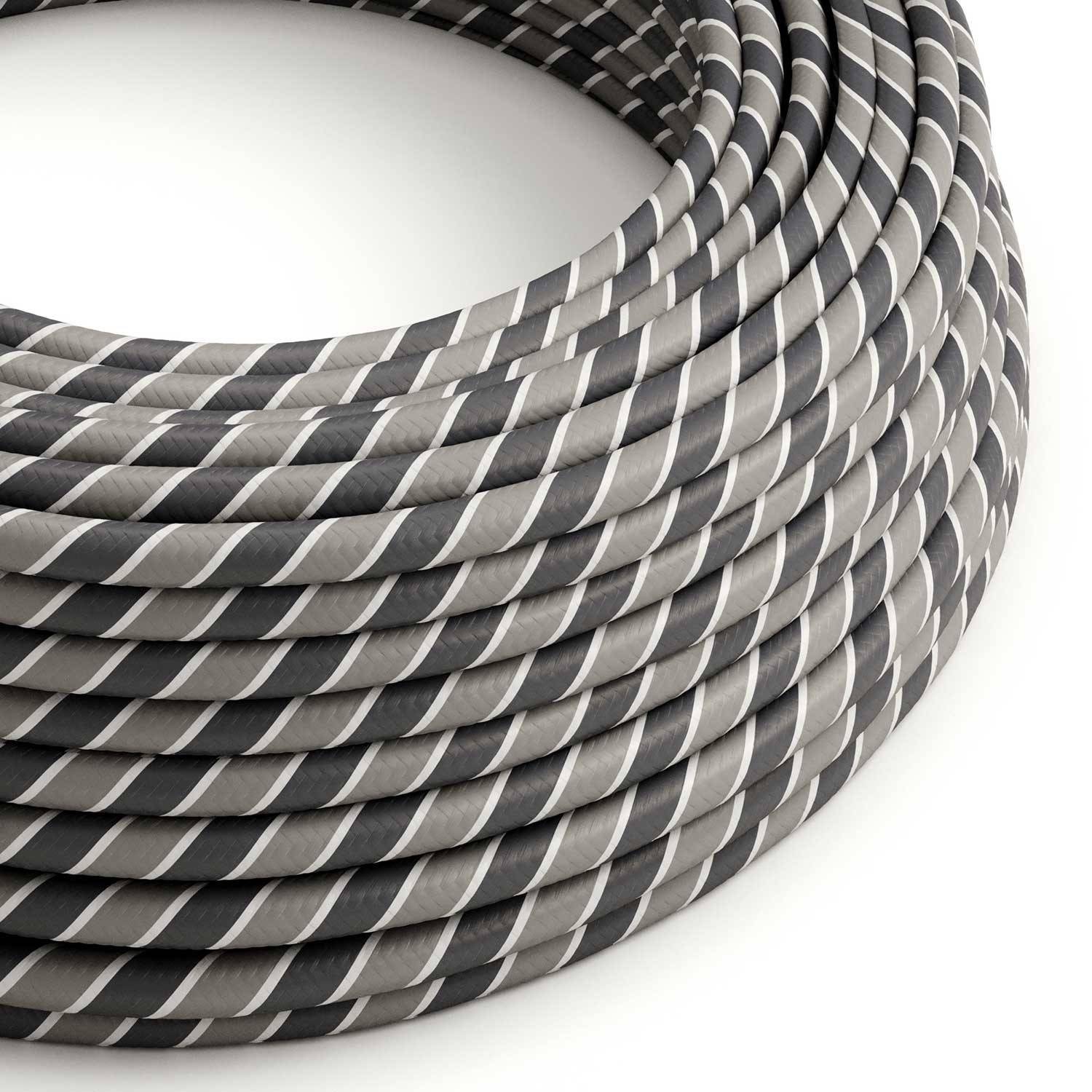 Textilkabel, Regimentsgrau glänzend Vertigo - Das Original von Creative-Cables - ERM44 rund 2x0.75mm / 3x0.75mm